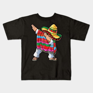 Dabbing Mexican Poncho Cinco de Mayo Kids T-Shirt